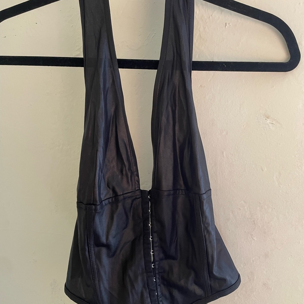 Faux Leather Sexy Corset Tank Fashion Nova Black Crop Top